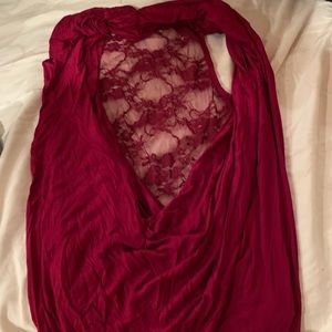 Lace back maroon tank